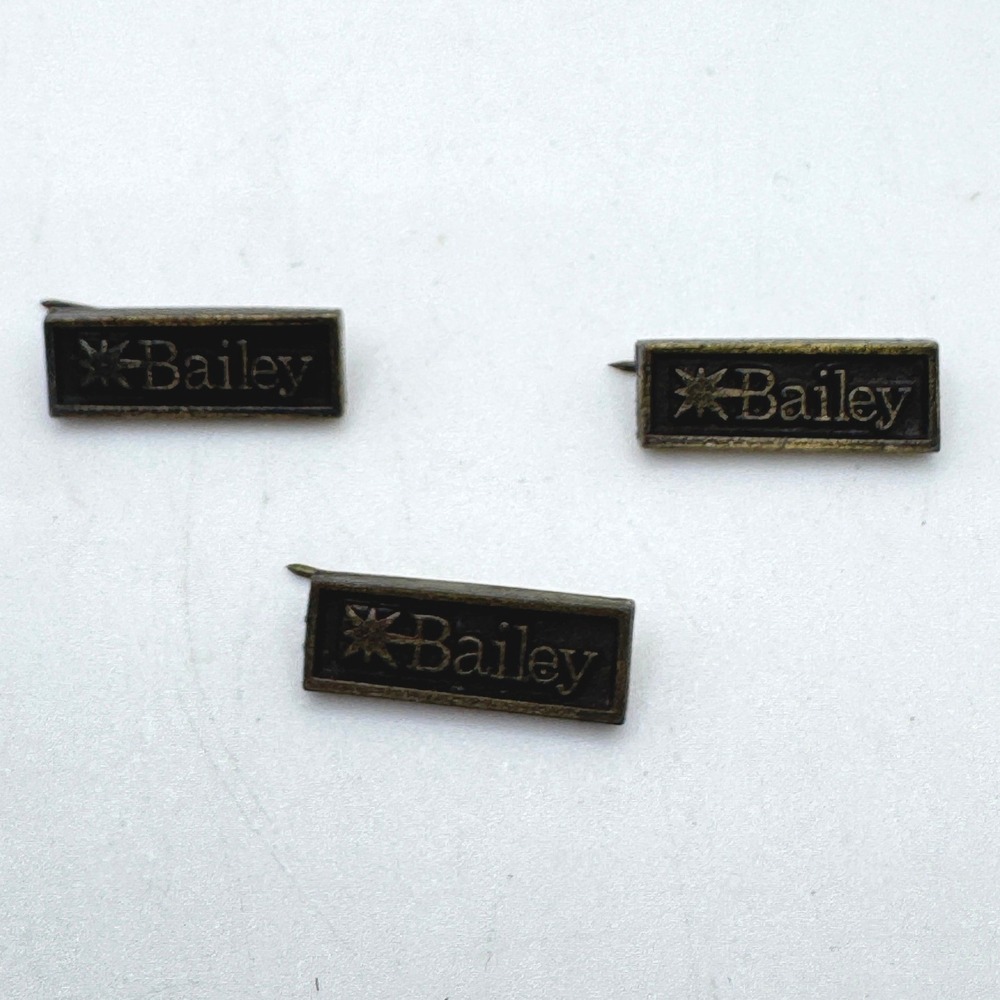 Vintage Bailey Hat Company Bronze Tone Logo Hat Pins Set of 3 Rectangular Stick